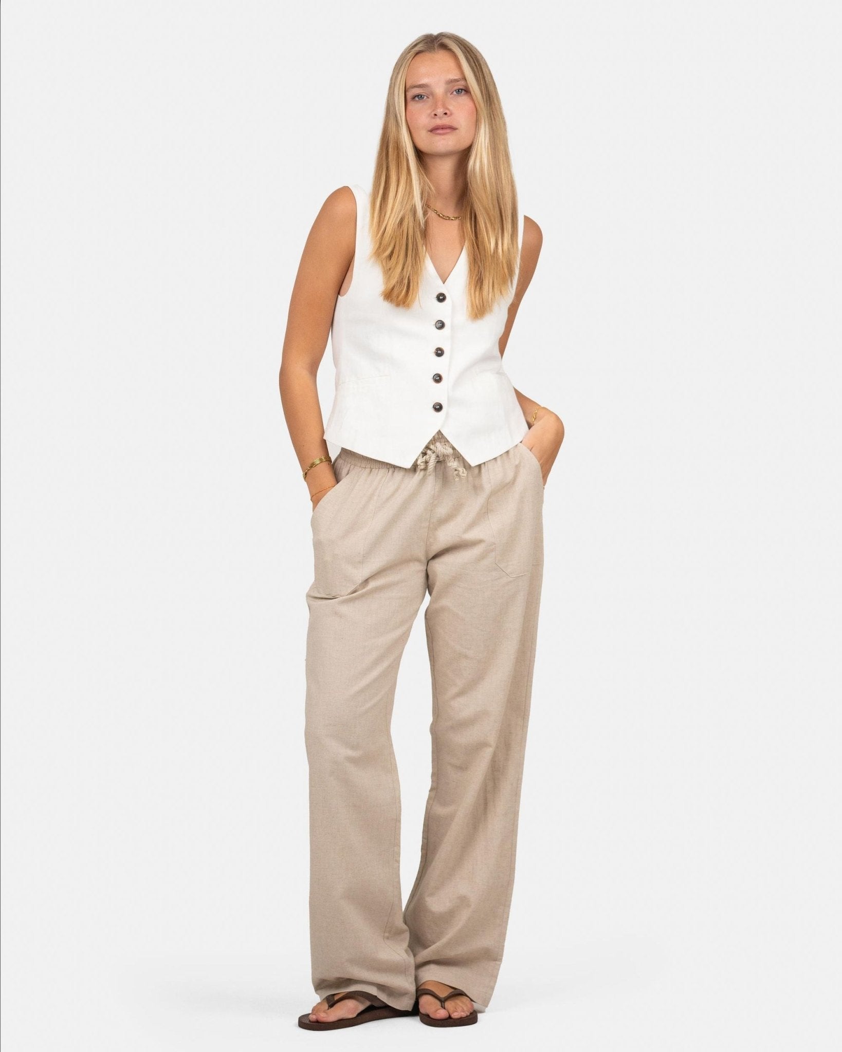 Hørbukser Lavtaljede Beige | Skagen - clothing.dk